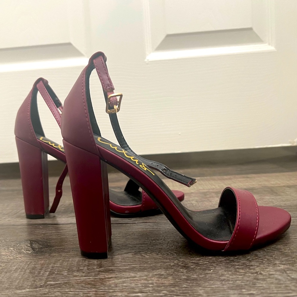 Lulus Burgundy Ankle Trap Heels
